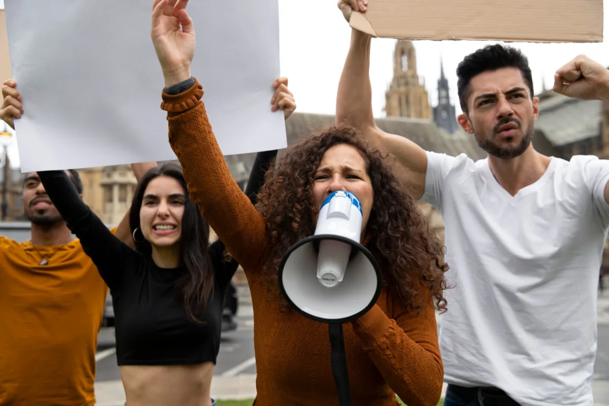 Public protests against federal benefit cuts.