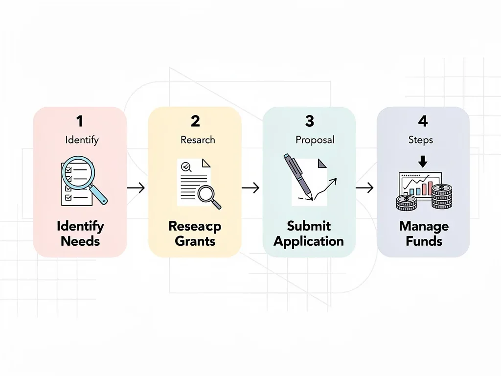 Grant application process flowchart demonstrating strategic planning for federal funding.