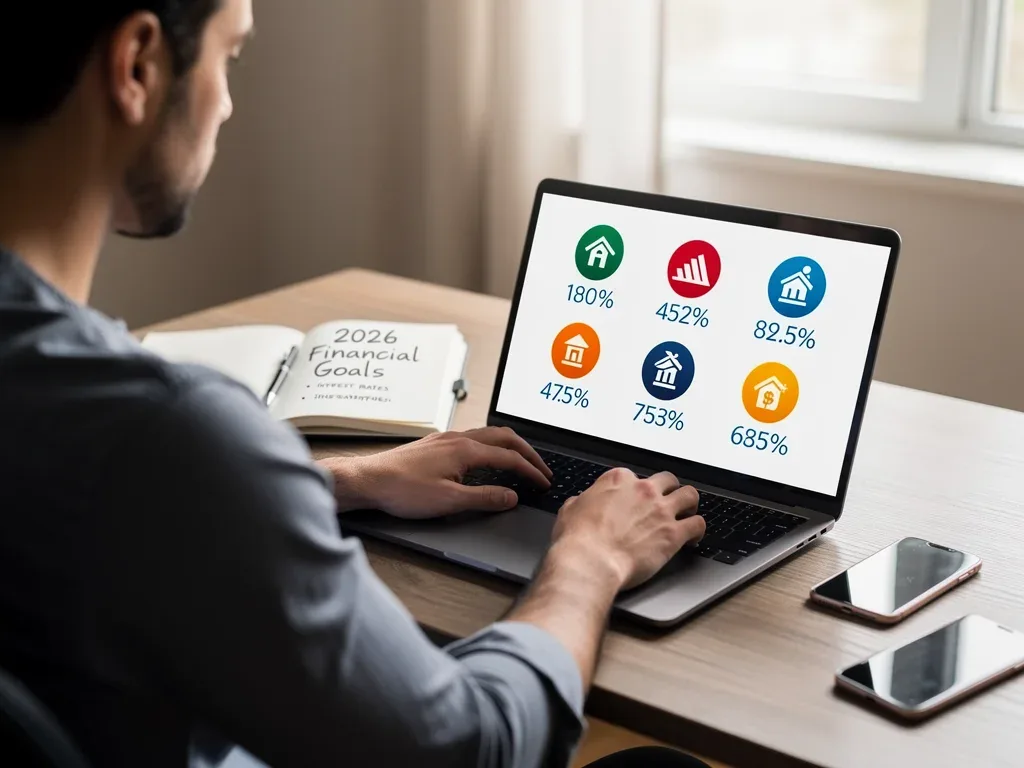 Person comparing high-yield savings accounts on a laptop