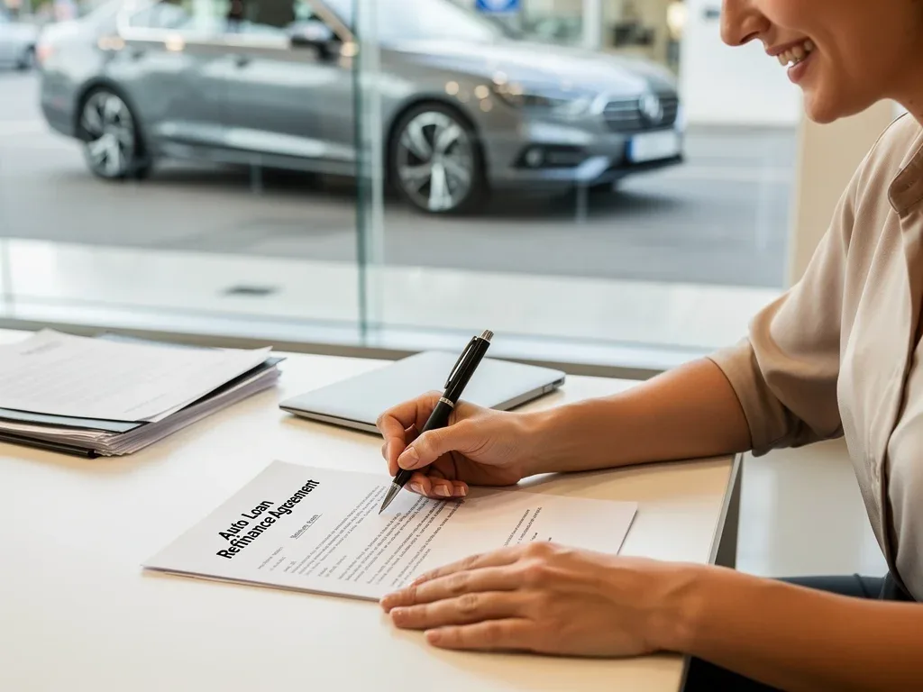 Successful auto loan refinancing agreement signing