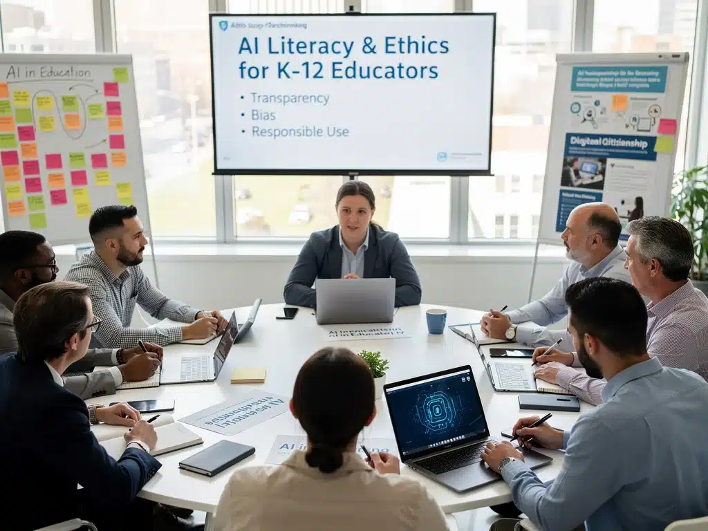 Educators attending an AI literacy and ethics professional development workshop
