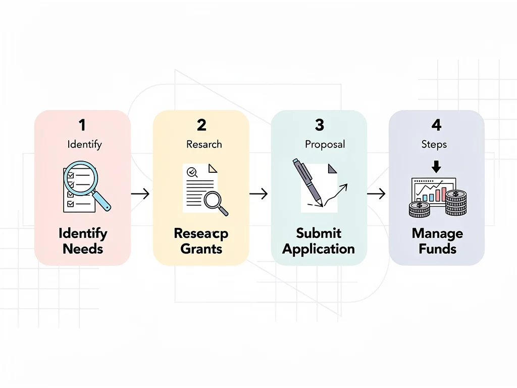 Grant application process flowchart demonstrating strategic planning for federal funding.